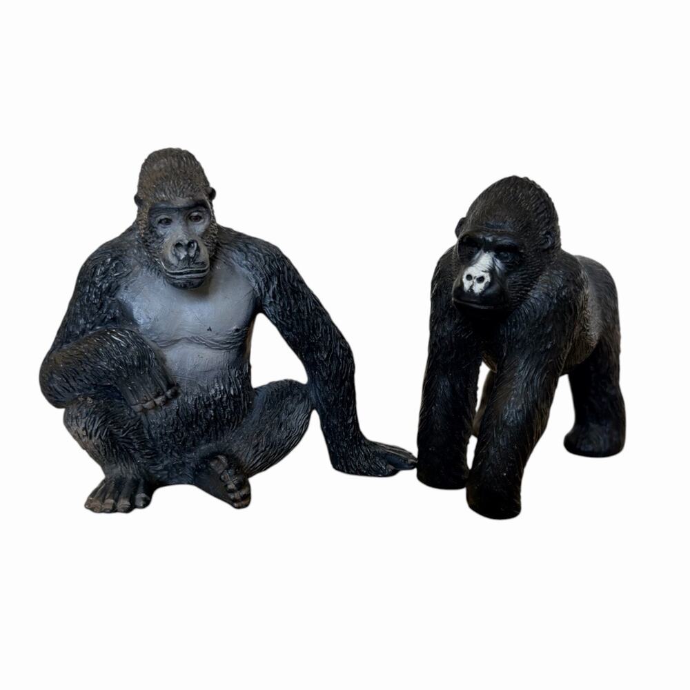 Terra by Battat Gorilla Figures Lot of 2 Adult Silverback Family Ape Toys